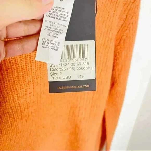 NWT Scotch & Soda Maison Scotch Peach Knit Long Sleeve Crew Neck Sweater - Picture 5 of 7